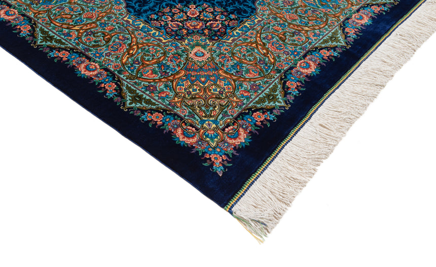 Alfombra persa de seda pura Qom | 191 x 126 cm