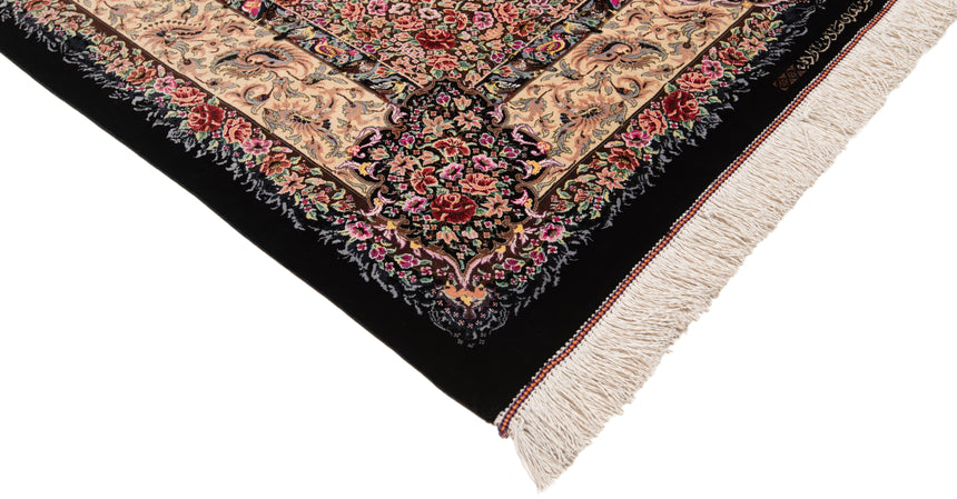 Alfombra persa de seda pura Qom | 200 x 129 cm