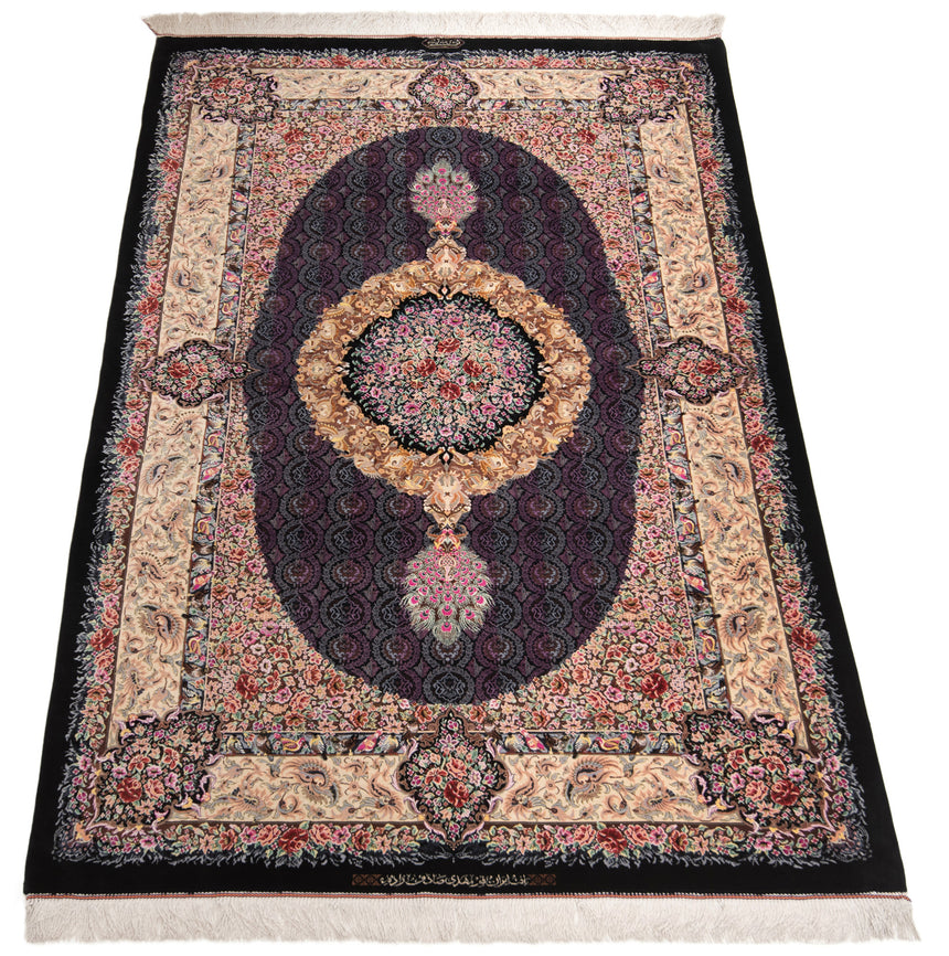 Alfombra persa de seda pura Qom | 200 x 129 cm