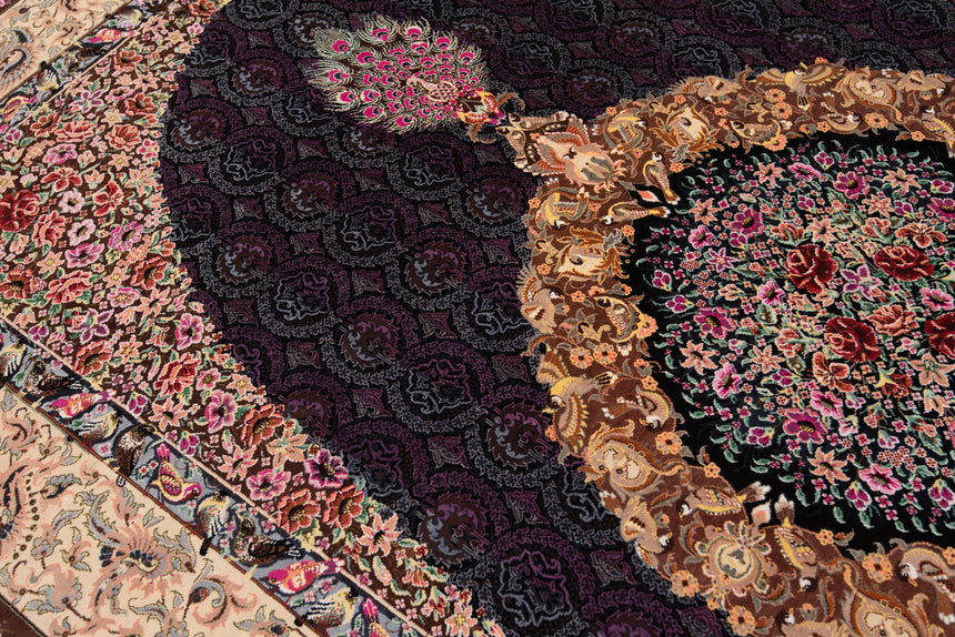 Alfombra persa de seda pura Qom | 200 x 129 cm