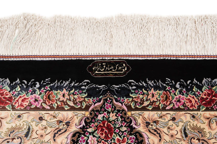 Alfombra persa de seda pura Qom | 200 x 129 cm