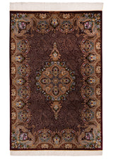 Alfombra persa de seda pura Qom | 202 x 137 cm