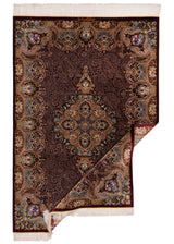 Alfombra persa de seda pura Qom | 202 x 137 cm