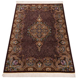 Alfombra persa de seda pura Qom | 202 x 137 cm