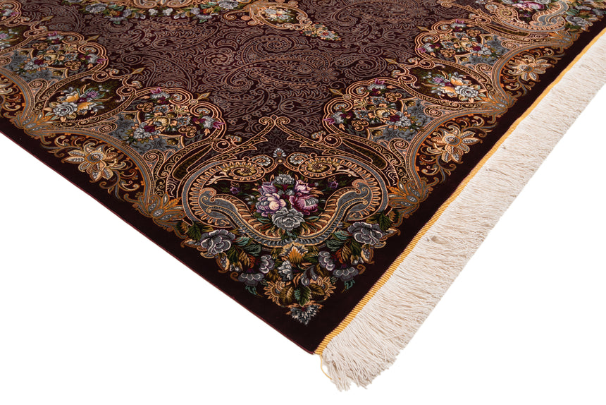 Alfombra persa de seda pura Qom | 202 x 137 cm