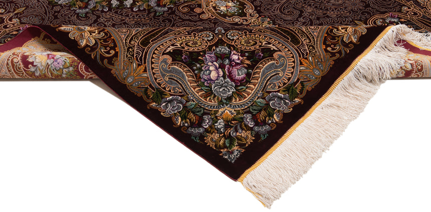 Alfombra persa de seda pura Qom | 202 x 137 cm