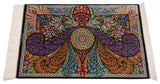 Alfombra persa de seda pura Qom | 86 x 57 cm