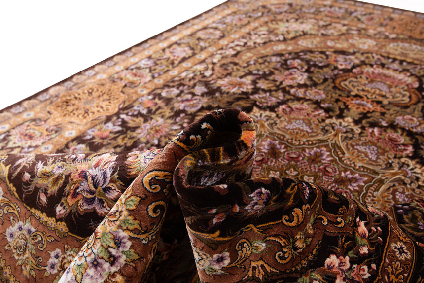 Alfombra persa de seda pura Qom | 204 x 131 cm