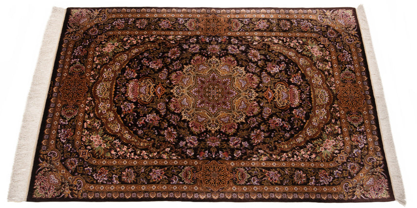 Alfombra persa de seda pura Qom | 204 x 131 cm