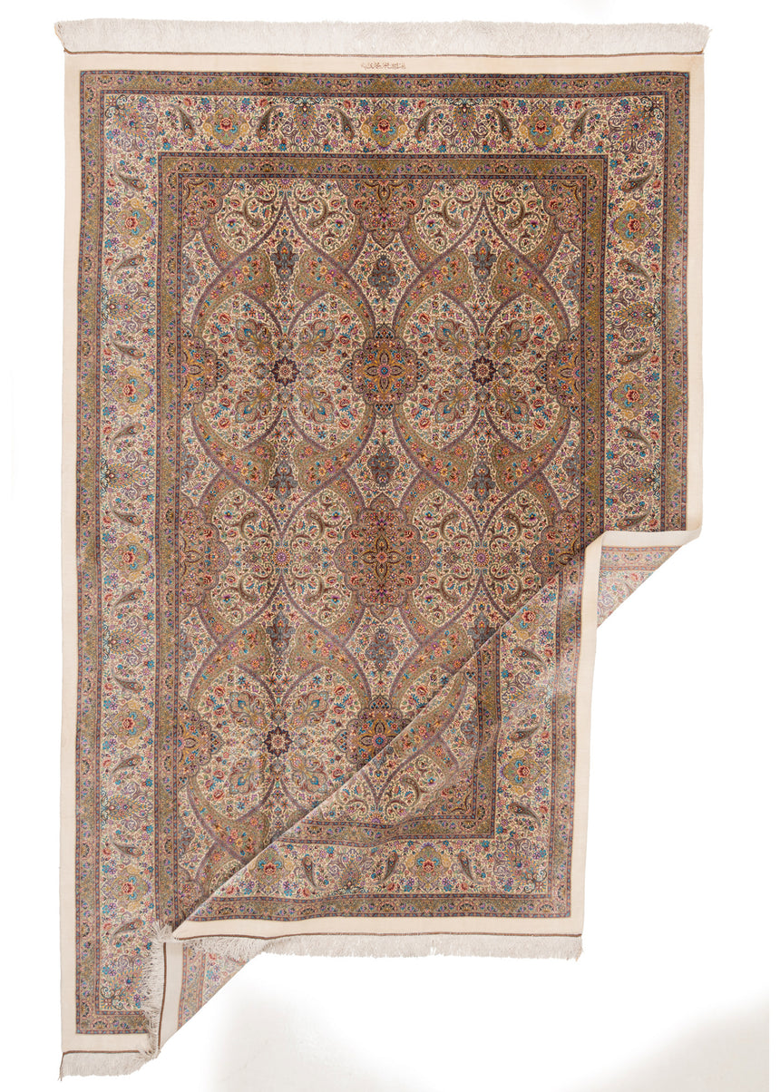 Alfombra persa de seda pura Qom | 308 x 196 cm