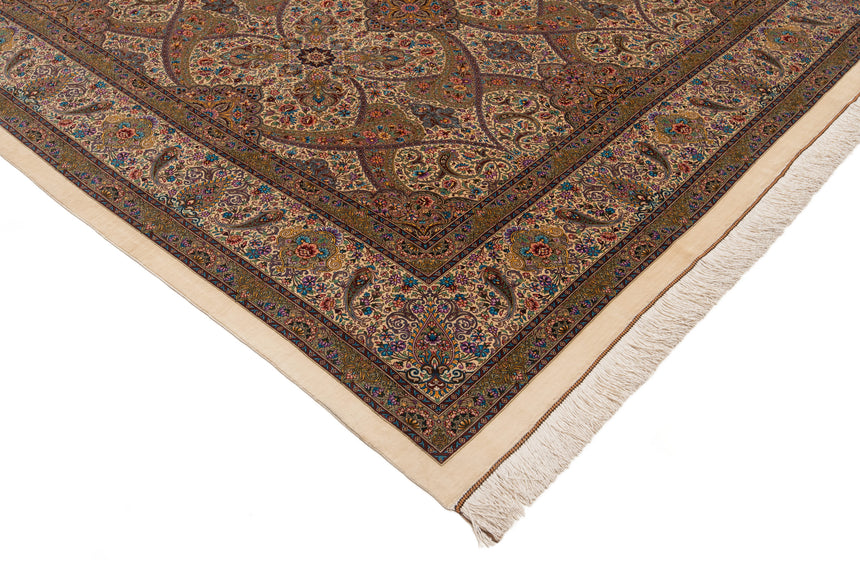 Alfombra persa de seda pura Qom | 308 x 196 cm