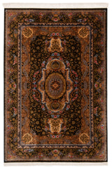 Alfombra persa de seda pura Qom | 303 x 200 cm