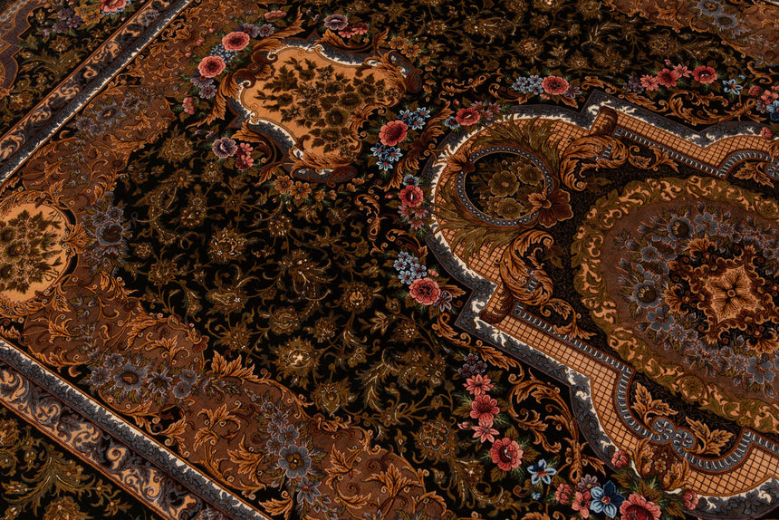 Alfombra persa de seda pura Qom | 303 x 200 cm