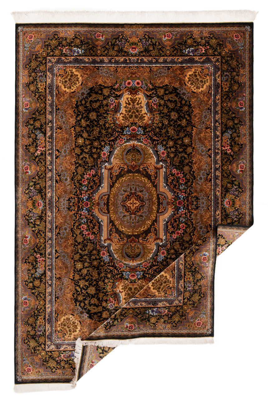 Alfombra persa de seda pura Qom | 303 x 200 cm