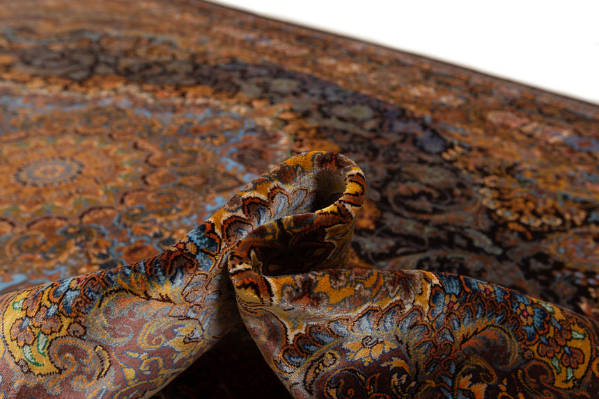 Alfombra persa de seda pura Qom | 307 x 200 cm