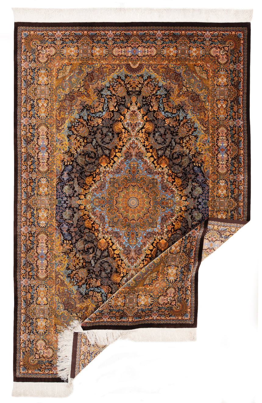 Alfombra persa de seda pura Qom | 307 x 200 cm