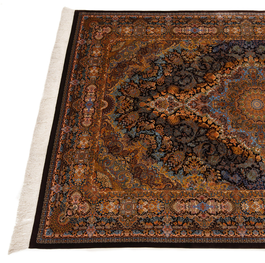 Alfombra persa de seda pura Qom | 307 x 200 cm