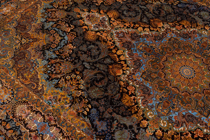 Alfombra persa de seda pura Qom | 307 x 200 cm