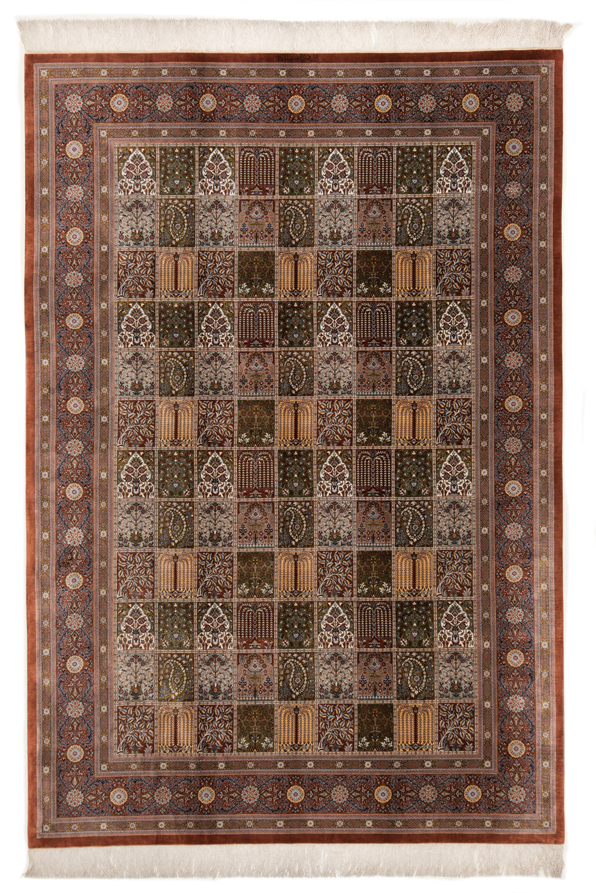 Alfombra persa de seda pura Qom | 300 x 200 cm