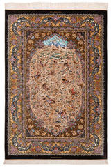 Alfombra persa de seda pura Qom | 298 x 205 cm