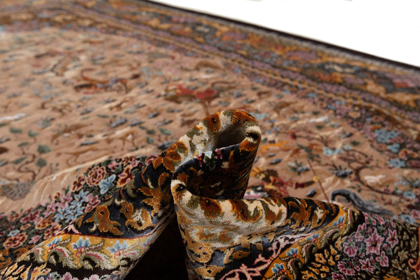 Alfombra persa de seda pura Qom | 298 x 205 cm