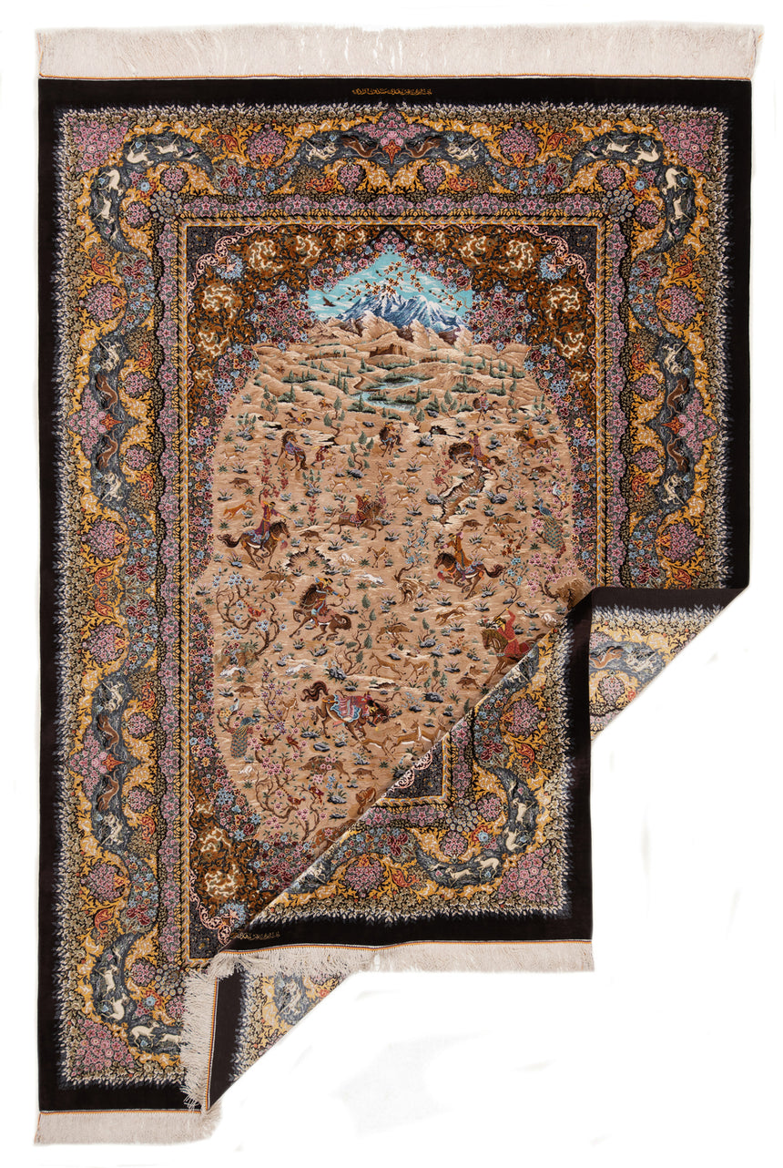 Alfombra persa de seda pura Qom | 298 x 205 cm