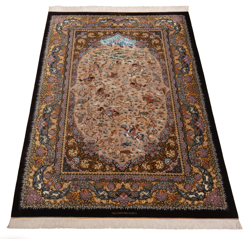 Alfombra persa de seda pura Qom | 298 x 205 cm