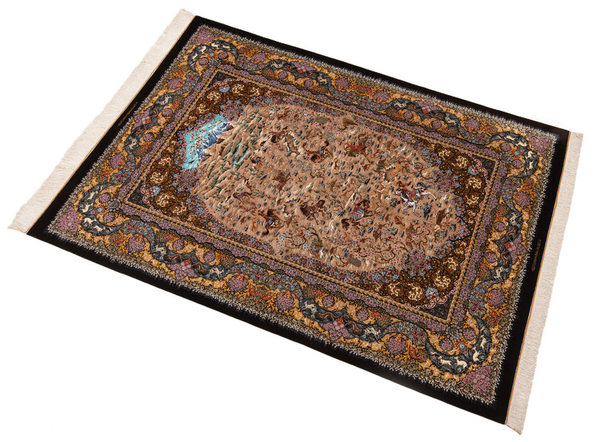 Alfombra persa de seda pura Qom | 298 x 205 cm