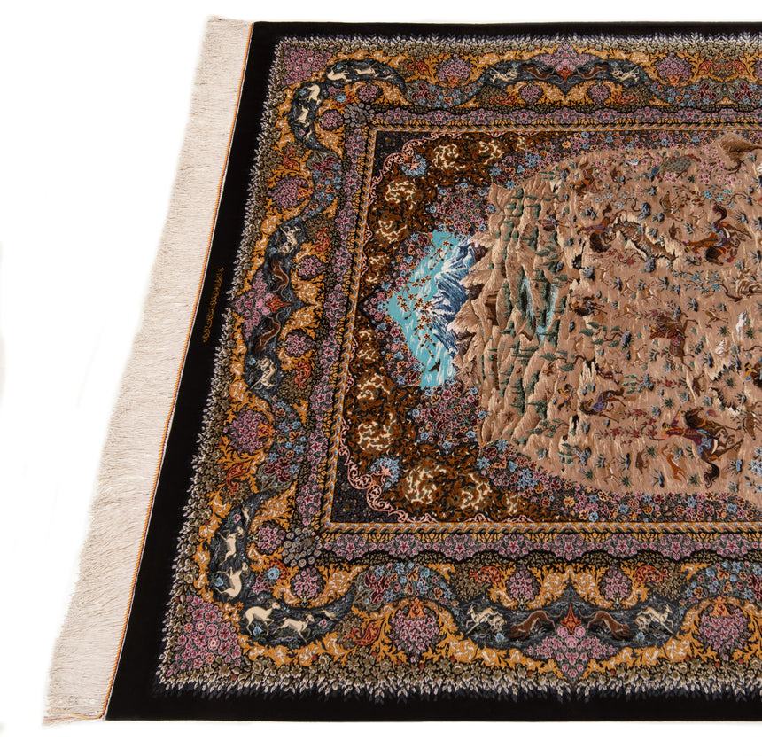 Alfombra persa de seda pura Qom | 298 x 205 cm