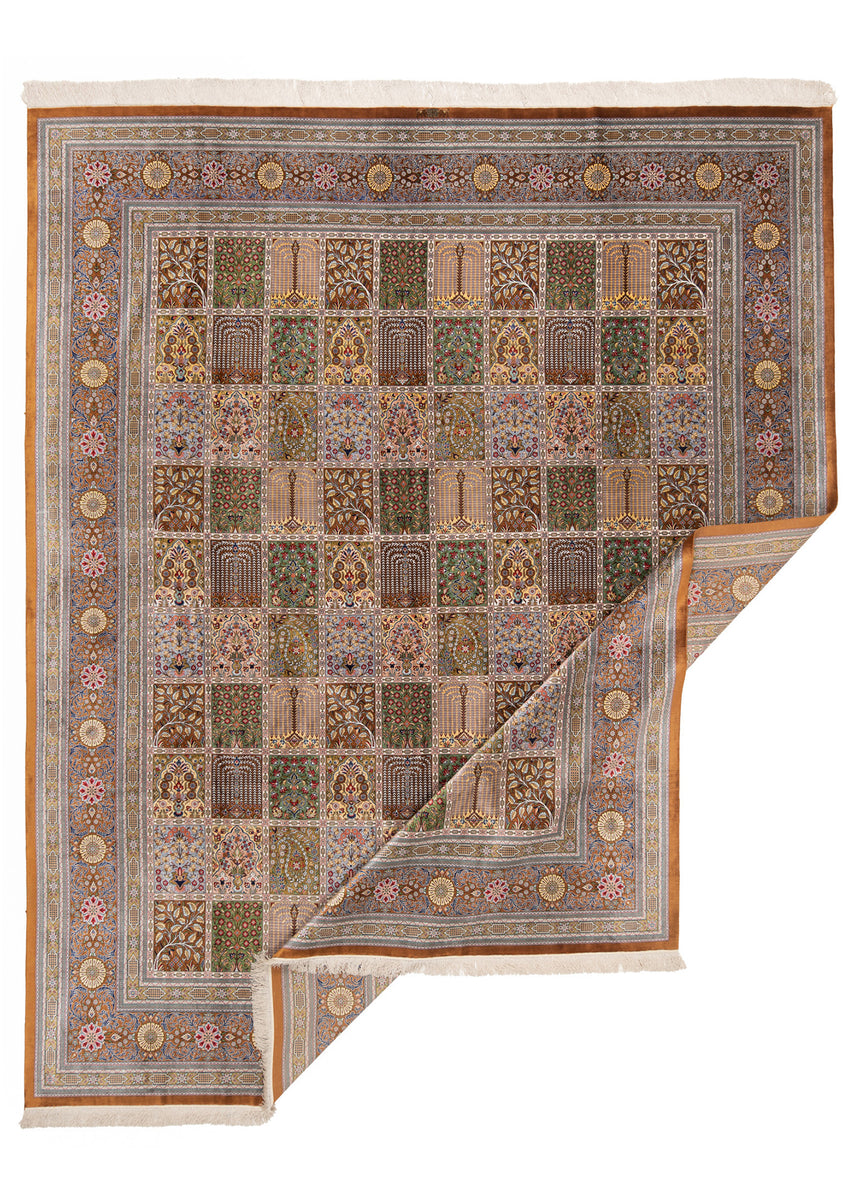 Alfombra persa de seda pura Qom | 300 x 243 cm