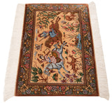 Alfombra persa de seda pura Qom | 58 x 87 cm