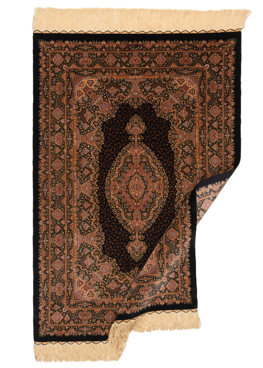 Alfombra persa de seda pura Qom | 120 x 80 cm