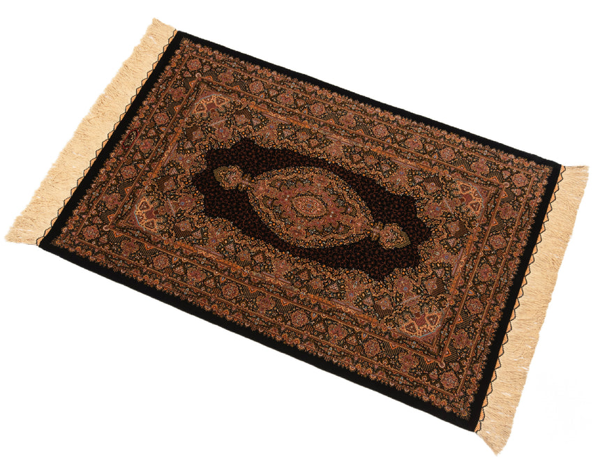 Alfombra persa de seda pura Qom | 120 x 80 cm