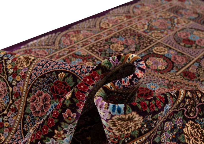 Alfombra persa de seda pura Qom | 153 x 97 cm