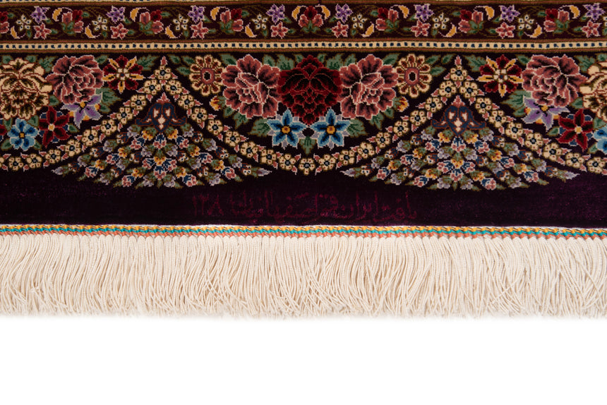 Alfombra persa de seda pura Qom | 153 x 97 cm