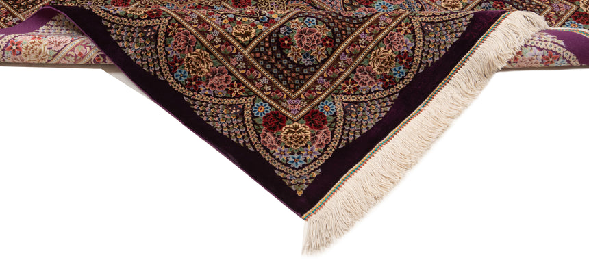 Alfombra persa de seda pura Qom | 153 x 97 cm