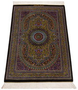 Alfombra persa de seda pura Qom | 89 x 57 cm