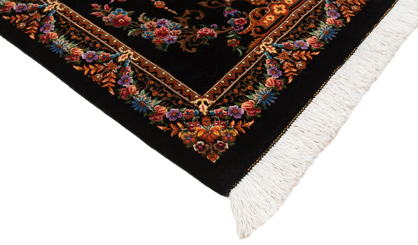 Alfombra persa de seda pura Qom | 57 x 92 cm