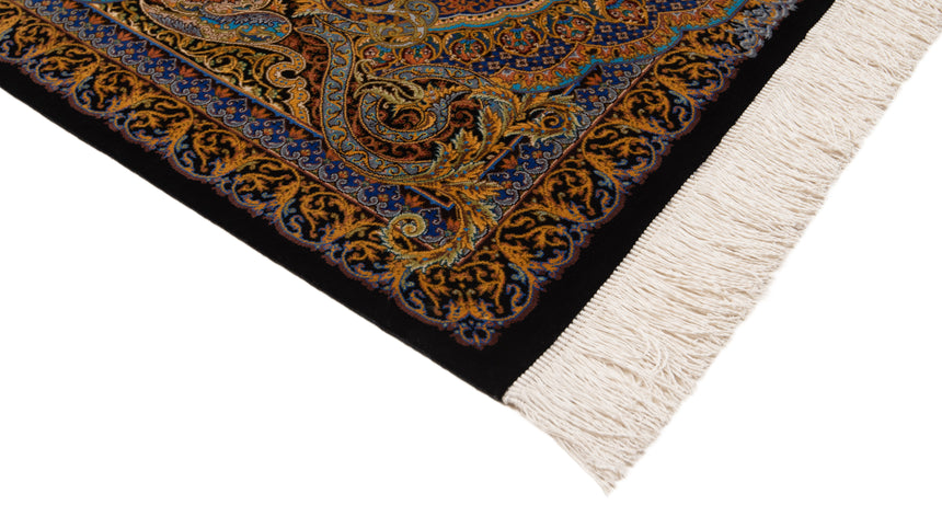 Alfombra persa de seda pura Qom | 120 x 79 cm