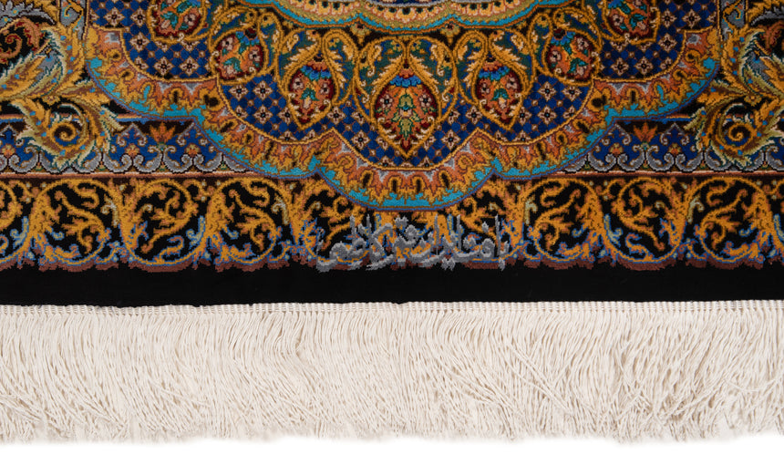 Alfombra persa de seda pura Qom | 120 x 79 cm