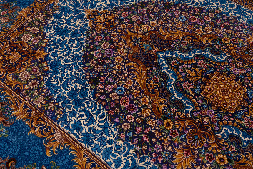 Alfombra persa de seda pura Qom | 149 x 102 cm