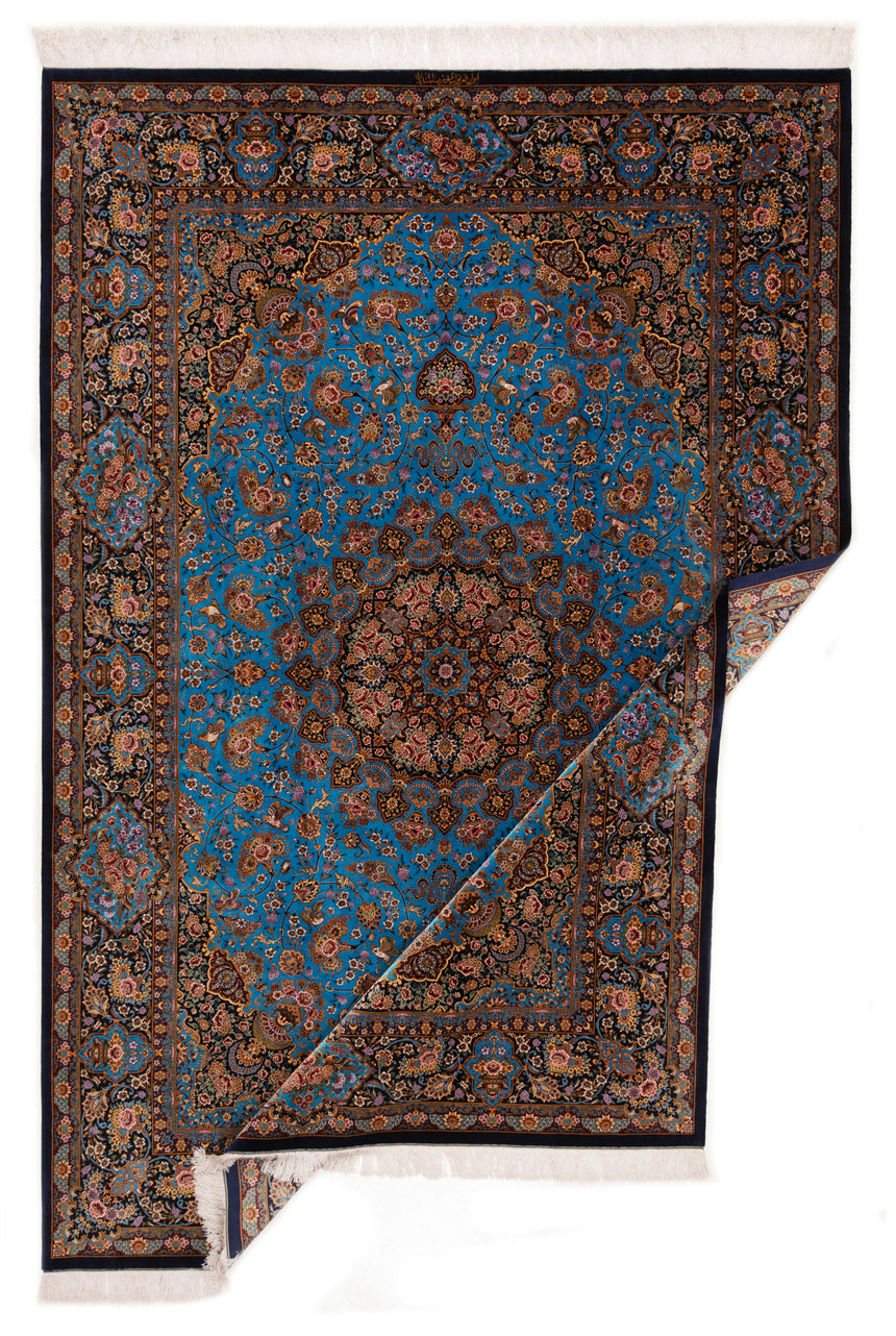 Alfombra persa de seda pura Qom | 308 x 207 cm
