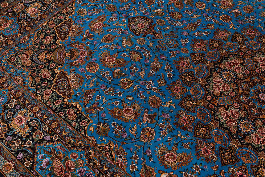 Alfombra persa de seda pura Qom | 308 x 207 cm
