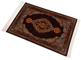 Alfombra persa de seda pura Qom | 121 x 82 cm