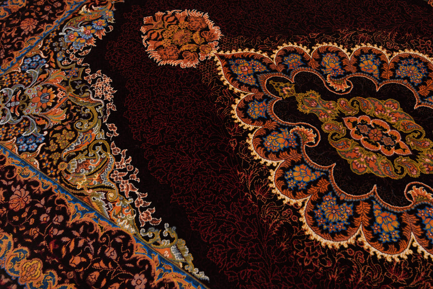 Alfombra persa de seda pura Qom | 121 x 82 cm
