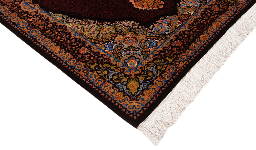 Alfombra persa de seda pura Qom | 121 x 82 cm