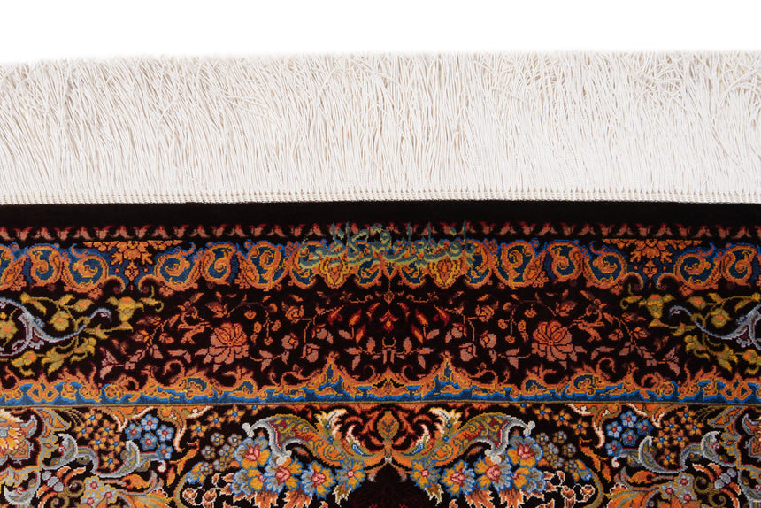 Alfombra persa de seda pura Qom | 121 x 82 cm