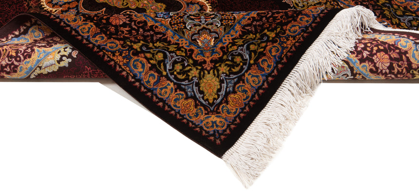 Alfombra persa de seda pura Qom | 121 x 82 cm