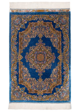 Alfombra persa de seda pura Qom | 120 x 79 cm