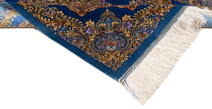Alfombra persa de seda pura Qom | 120 x 79 cm